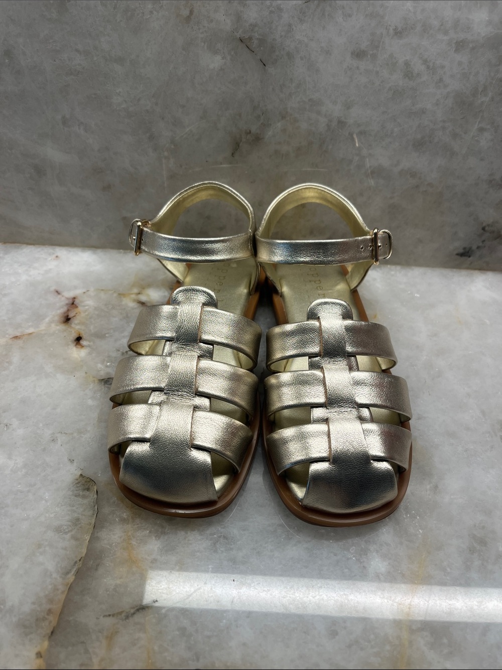Copper Key Gold Metallic Girls Fisherman Sandals